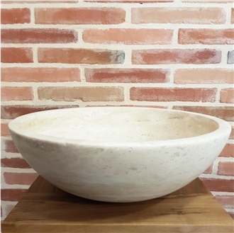 Round Ivory Travertine Wash Basin