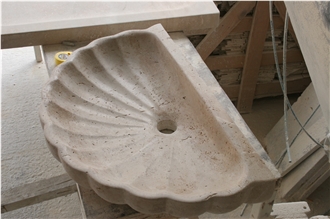Shell Shaped Light Travertine Basin