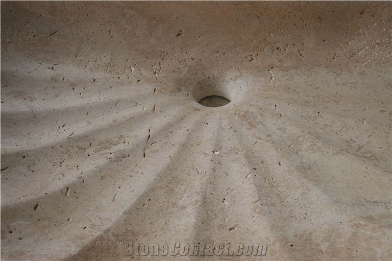 Shell Shaped Light Travertine Basin