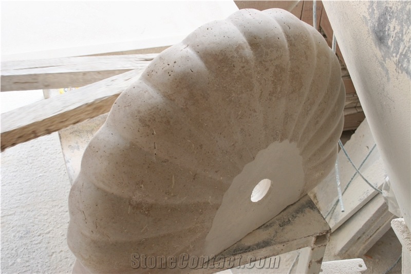 Shell Shaped Light Travertine Basin