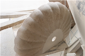 Shell Shaped Light Travertine Basin