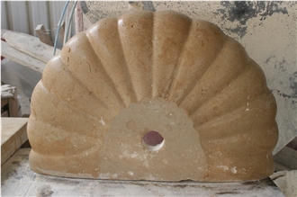 Shell Shaped Light Travertine Basin