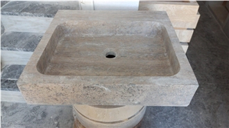 Silver Latte Travertine Wash Basin