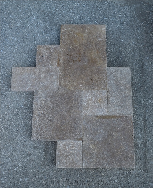 Tumbled Noce Travertine Tiles - French Pattern