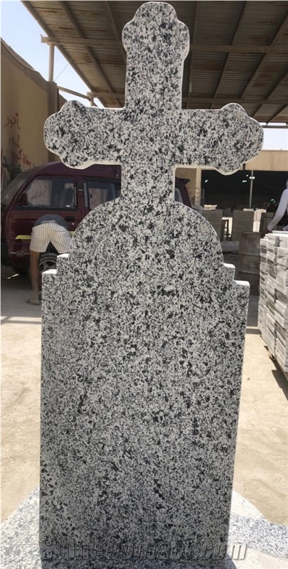 Gray Bianco Halayeb Granite Headstone, Gravestones