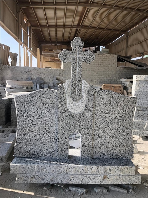 Gray Bianco Halayeb Granite Headstone, Gravestones