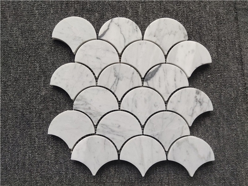 Carrara White Marble Scallop Mosaic Tiles