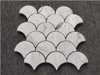 Carrara White Marble Scallop Mosaic Tiles
