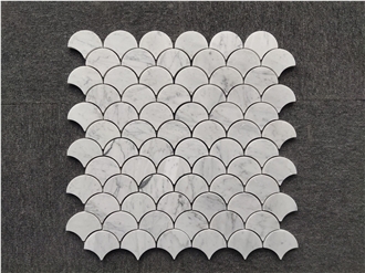 Carrara White Marble Scallop Mosaic Tiles