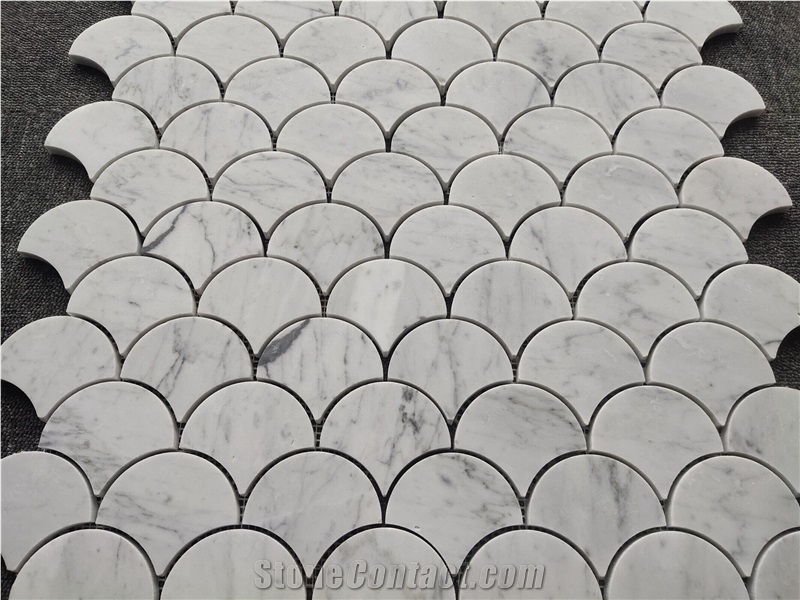 Carrara White Marble Scallop Mosaic Tiles