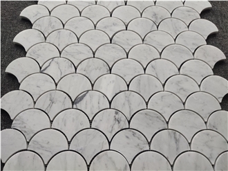Carrara White Marble Scallop Mosaic Tiles