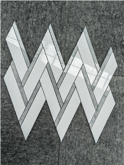 Grey Mixed White Marble Chevron Herringbone Mosaic