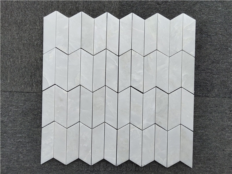Natural Magnolia Marble Chevron Pattern Wall Mosaic
