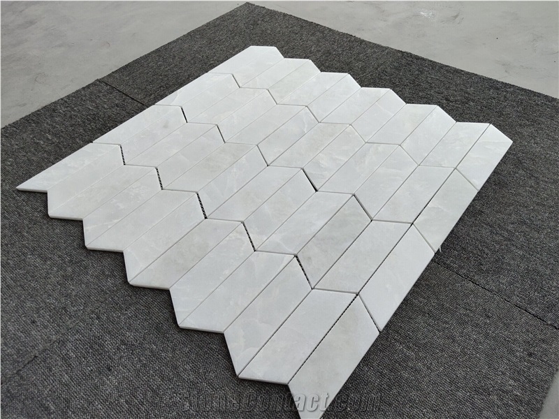 Natural Magnolia Marble Chevron Pattern Wall Mosaic