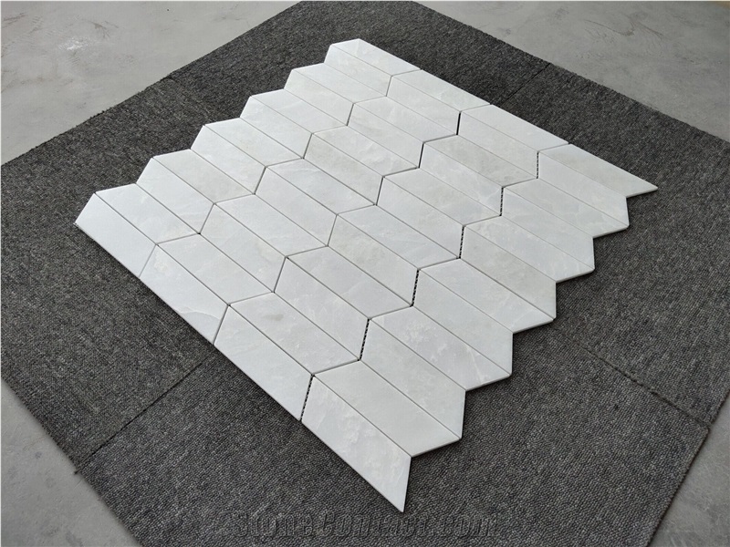 Natural Magnolia Marble Chevron Pattern Wall Mosaic