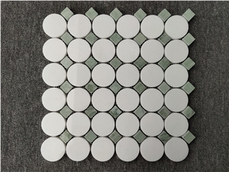 Thassos White Marble Bathroom Round Mosaic Tiles Thassos White Marble Bathroom Round Mosaic Tiles