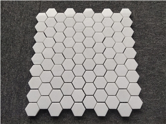 Thassos White Marble Hexagon Mosaic