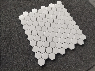 Thassos White Marble Hexagon Mosaic
