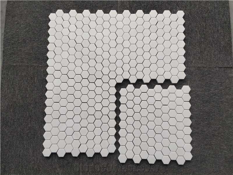 Thassos White Marble Hexagon Mosaic