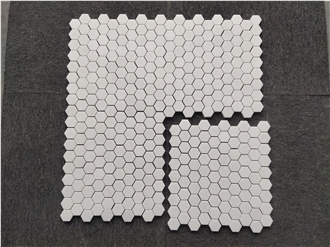 Thassos White Marble Hexagon Mosaic