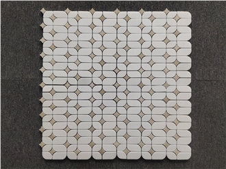 White + Beige Mixed Marble Mosaic Tiles