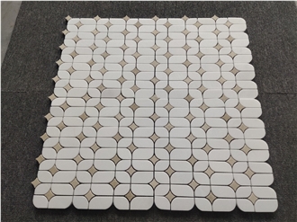White + Beige Mixed Marble Mosaic Tiles