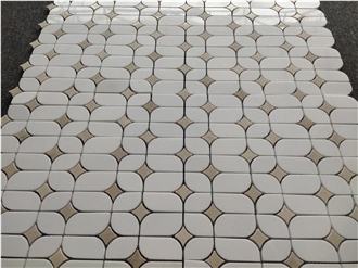 White + Beige Mixed Marble Mosaic Tiles