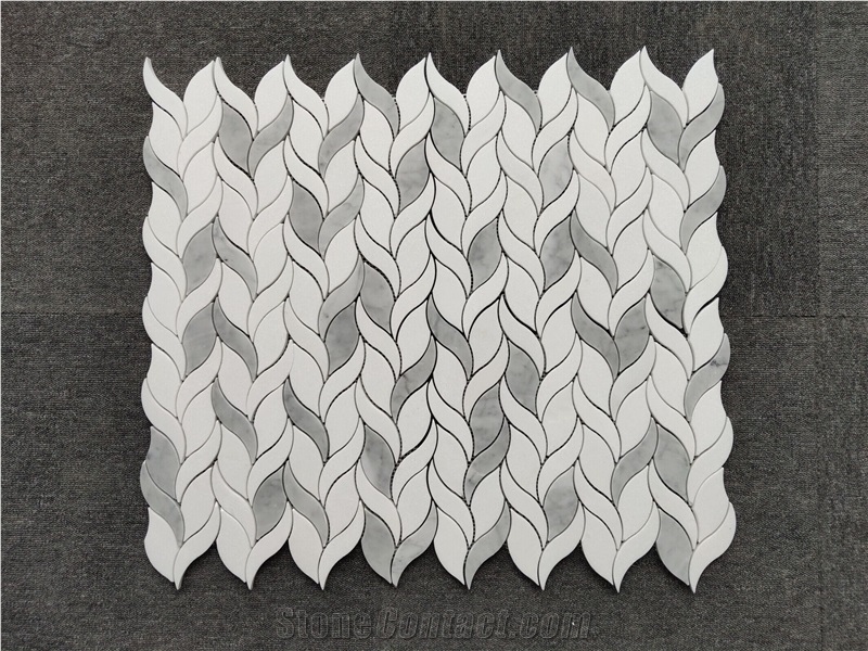 Wholesale Grey White Marble Leaf Mosaic Tiles