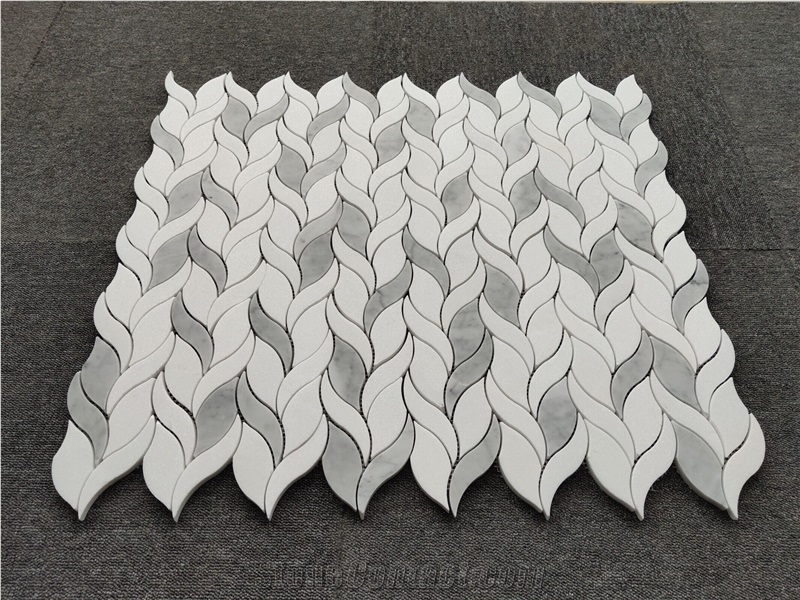 Wholesale Grey White Marble Leaf Mosaic Tiles