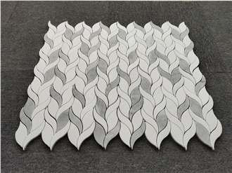 Wholesale Grey White Marble Leaf Mosaic Tiles