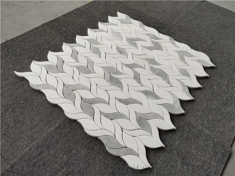 Wholesale Grey White Marble Leaf Mosaic Tiles
