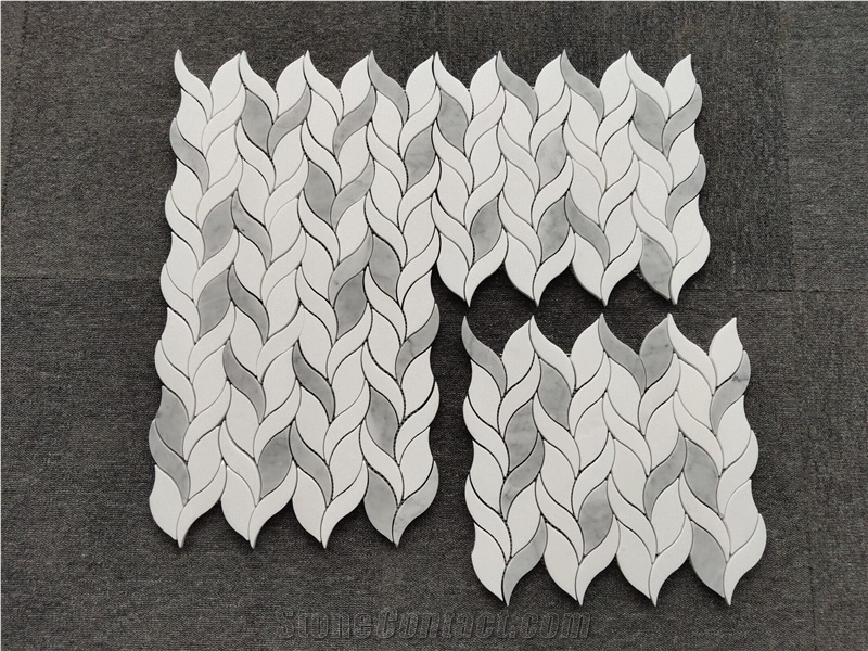Wholesale Grey White Marble Leaf Mosaic Tiles