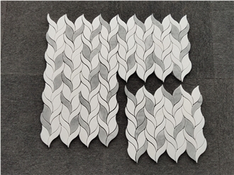 Wholesale Grey White Marble Leaf Mosaic Tiles