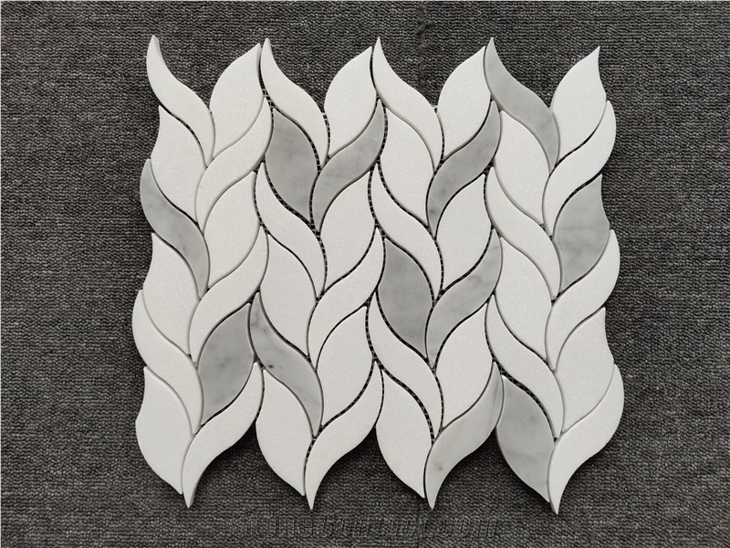 Wholesale Grey White Marble Leaf Mosaic Tiles
