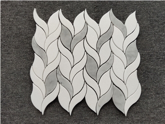 Wholesale Grey White Marble Leaf Mosaic Tiles