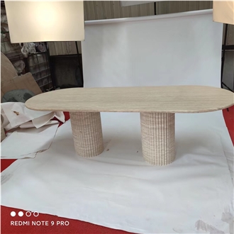 6 Seaters Romano Travertino Dining Table For Hotel Restaurant