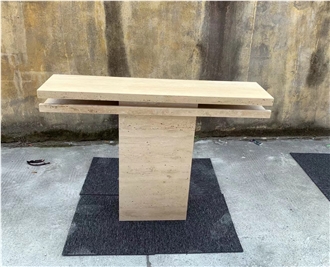 6 Seaters Romano Travertino Dining Table For Hotel Restaurant