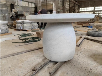 Antique Bianco Carrara Round Hotel Restaurant Dining Table