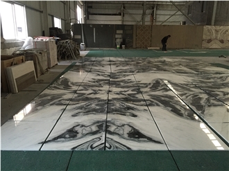 China Marble Panda White Bookmatch Floor Tiles For Lobby