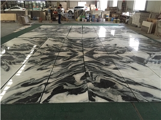 China Marble Panda White Bookmatch Floor Tiles For Lobby