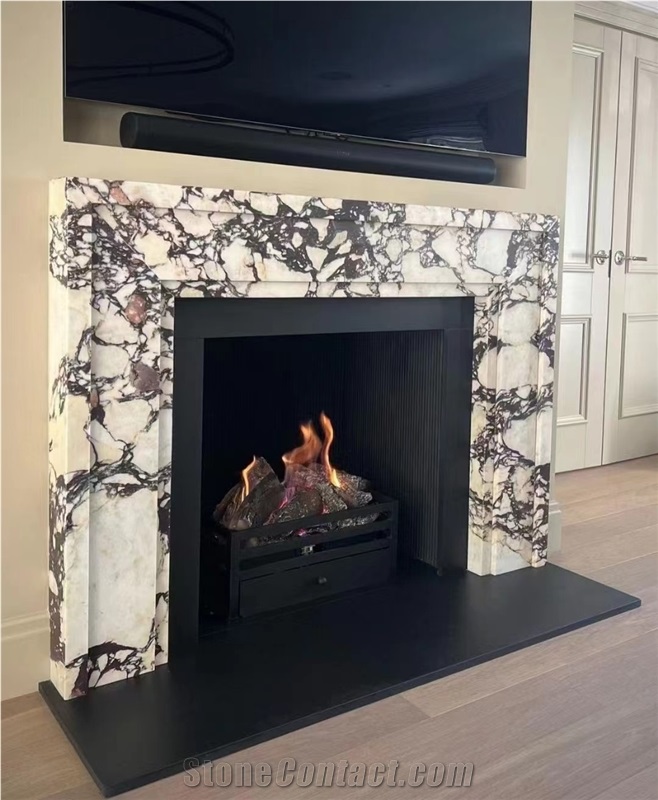 Marble Calacatta Viola Fireplace For Indoor Decor