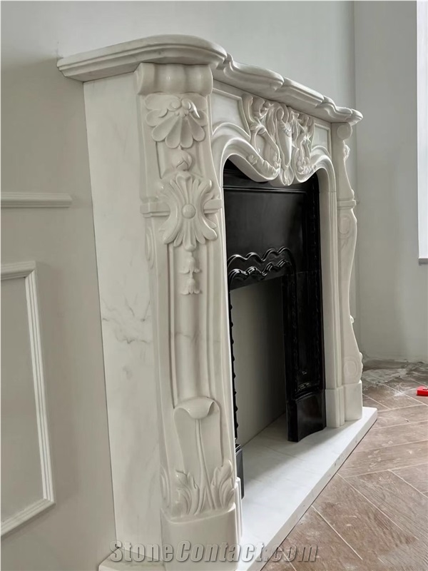 Marble Calacatta Viola Fireplace For Indoor Decor