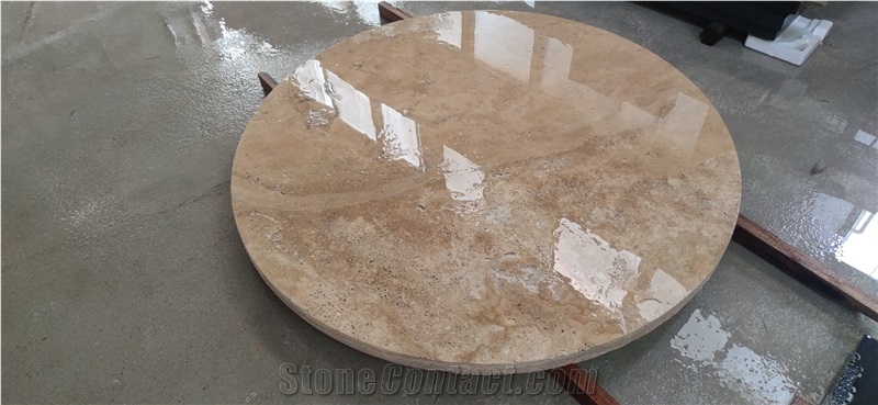 Solid Classic Beige Travertine Coffee Table For Office Decor