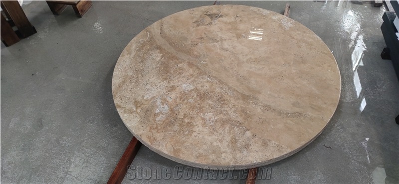Solid Classic Beige Travertine Coffee Table For Office Decor