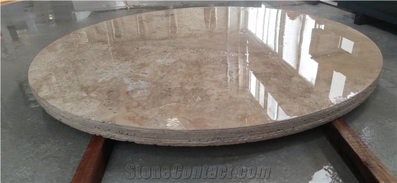 Solid Classic Beige Travertine Coffee Table For Office Decor