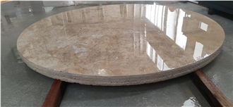 Solid Classic Beige Travertine Coffee Table For Office Decor