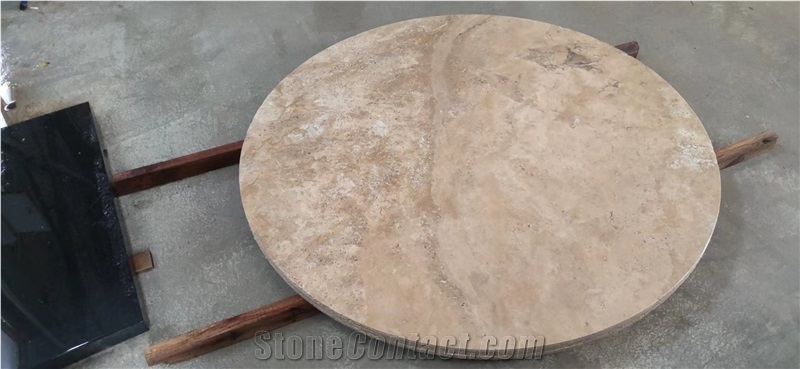 Solid Classic Beige Travertine Coffee Table For Office Decor