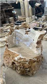 Onyx Raw Block Carved Chair