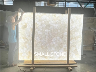 Backlit Semiprecious Stone Panels White Crystal Quartz Gemstone Slab Backlit Semiprecious Stone Panels White Crystal Quartz Gemstone Slab