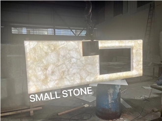 Backlit  Semiprecious Stone Panels White Crystal Quartz Gemstone Slab